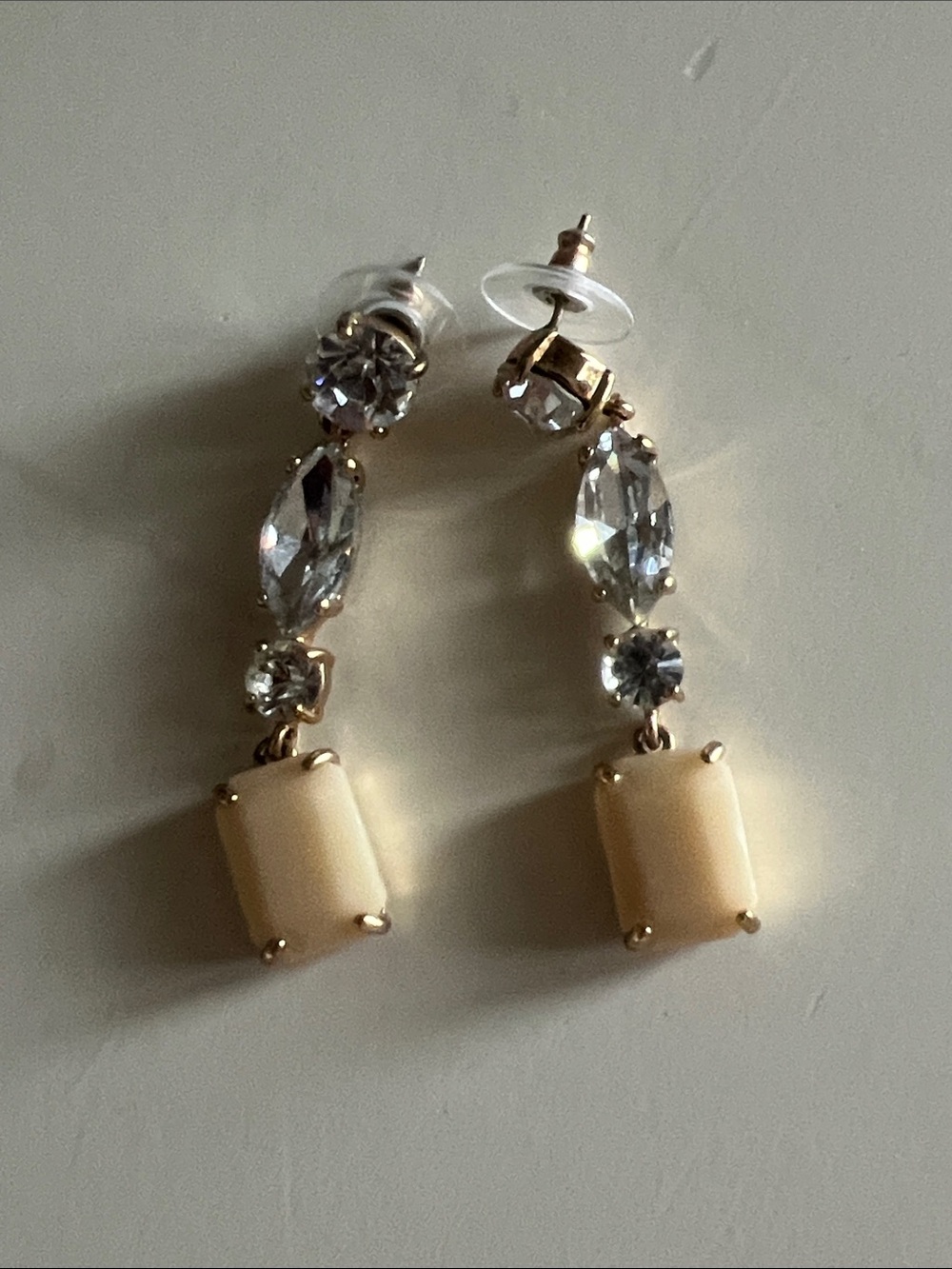 kate spade Cream and Clear Crystal Linear Drop Earrings